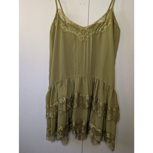 ASOS Cami Tiered Ruffle Mini Olive Dress Size 8 - Picture 13 of 16